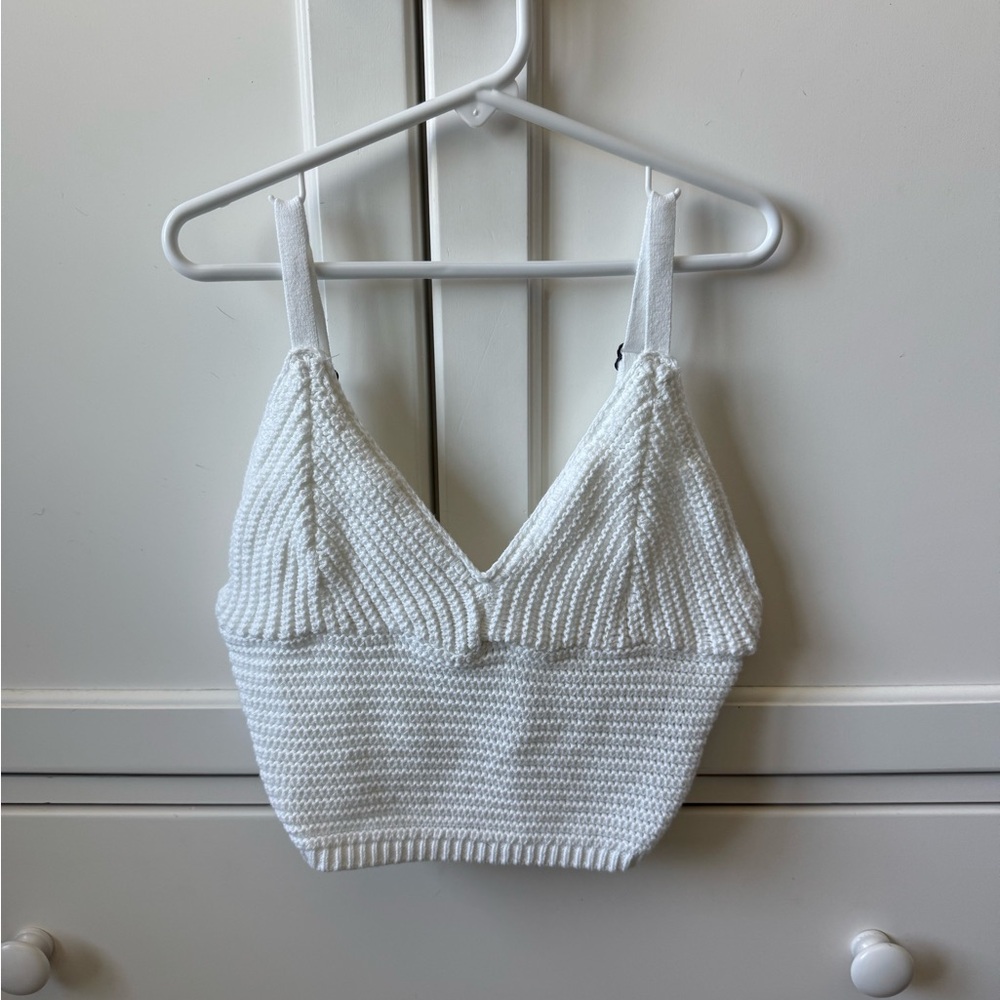 Hollister Cream Ribbed Crop Tank Top